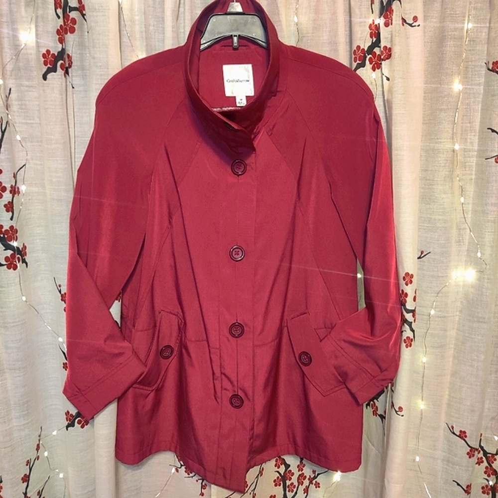 5/$50 EUC Croft & Barrow Women's Jacket/Short Trench Pink Rust Sz. M